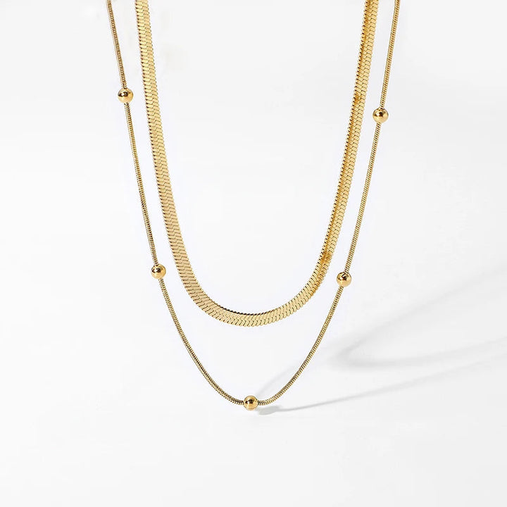 BowLift | 14k Herringbone & Satellite Chain Necklace Stack