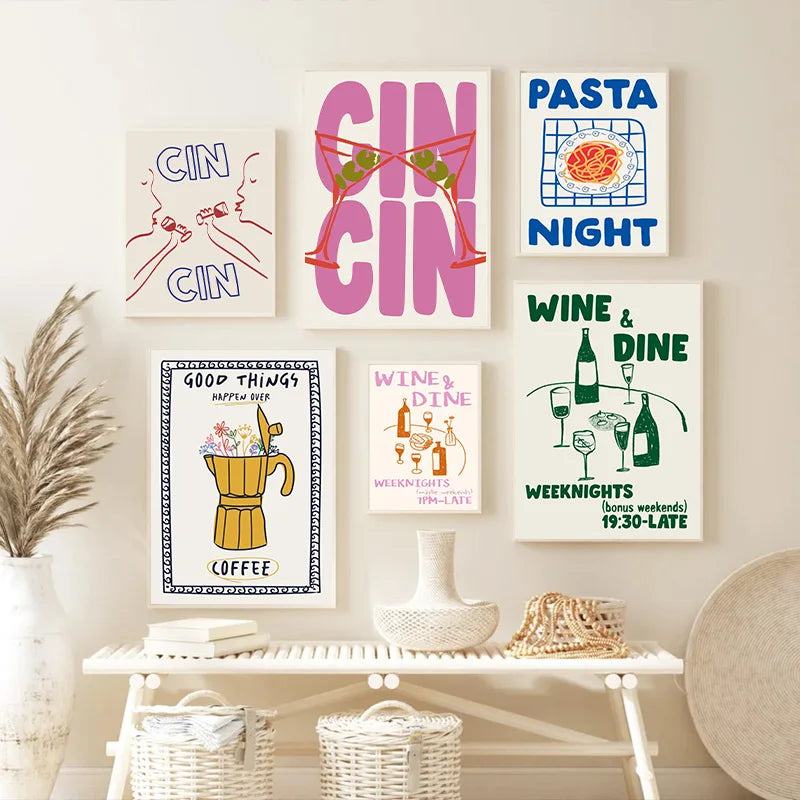 Cin Cheers Wall Art – Aesthetic Cocktail Poster Print | Bowlift