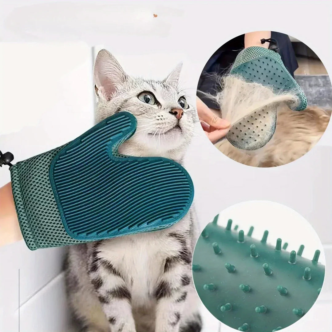 BowLift | Pawrella 2-in-1 Pet Glove | Coat Care & Hair Removal in one | For cats & dogs | Silicone nubs | Washable