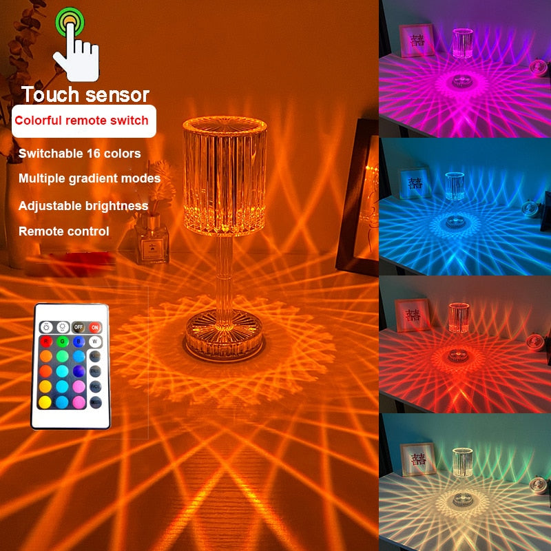 BowLift | Diamond Glow Acrylic Touch Table Night Lamp