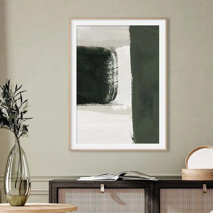 Modern Abstract Green Beige White Brushstroke Canvas Prints Nordic Wall Artwork For Contemporary Living Room Home Decor Artwork | Bowlift