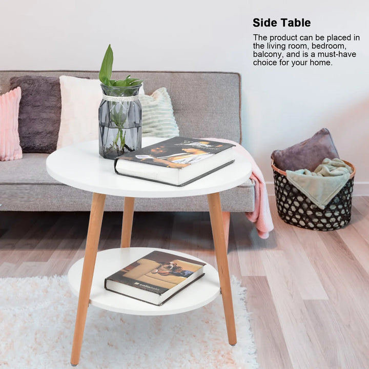 BowLift | White Side Table with 2 Layers and Storage Space for the Living Room