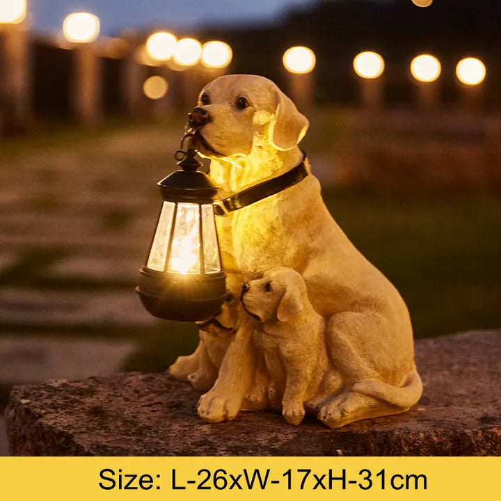 Solar-Powered Outdoor Resin Dog Statue Lamp | Bowlift