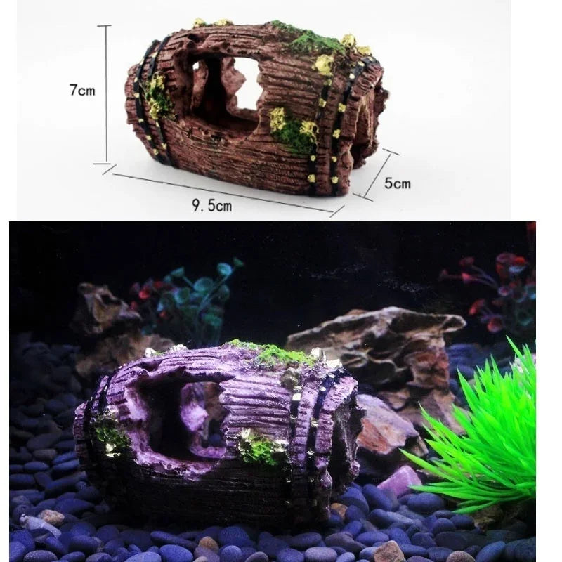 BowLift | Aquavinto Aquarium Deco Barrel | Realistic & Non-Toxic | Hiding Place for Fish | 6x9cm Resin