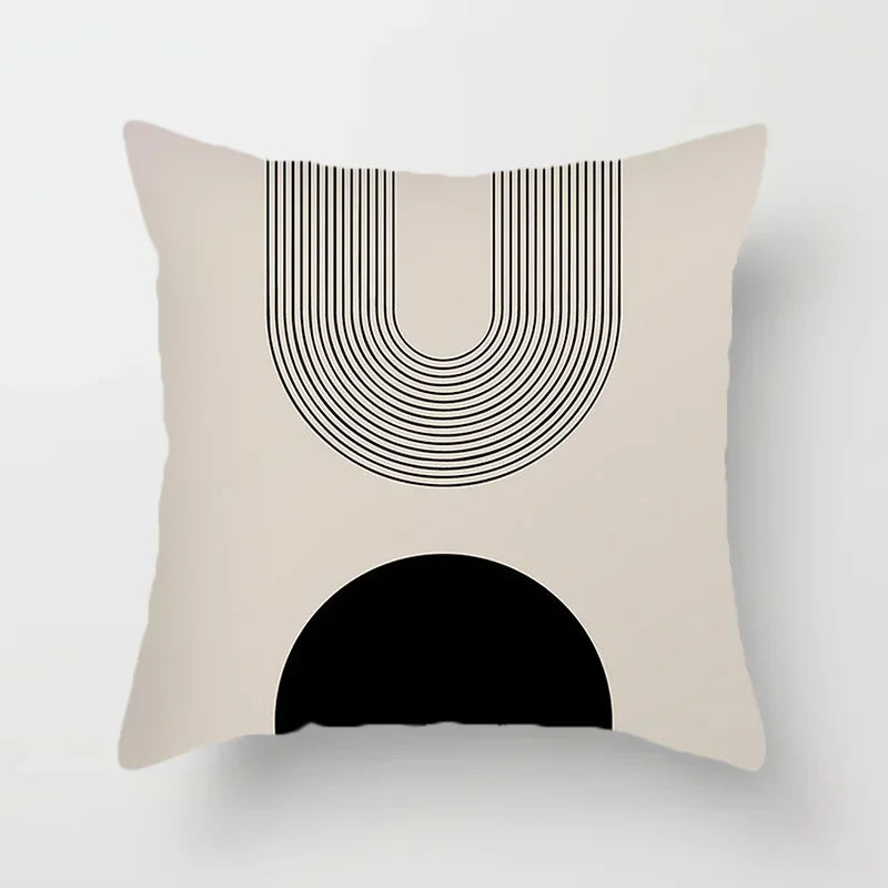 BowLift | Aurum Cushion Cover - Modern Black-White Cushion Cover with Abstract Art Print