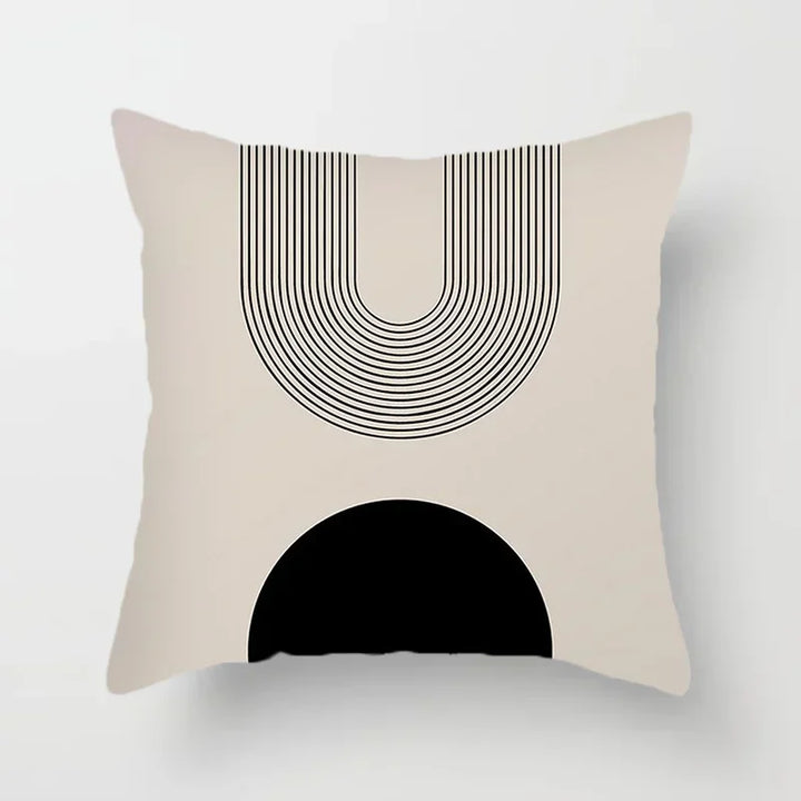BowLift | Aurum Cushion Cover - Modern Black-White Cushion Cover with Abstract Art Print