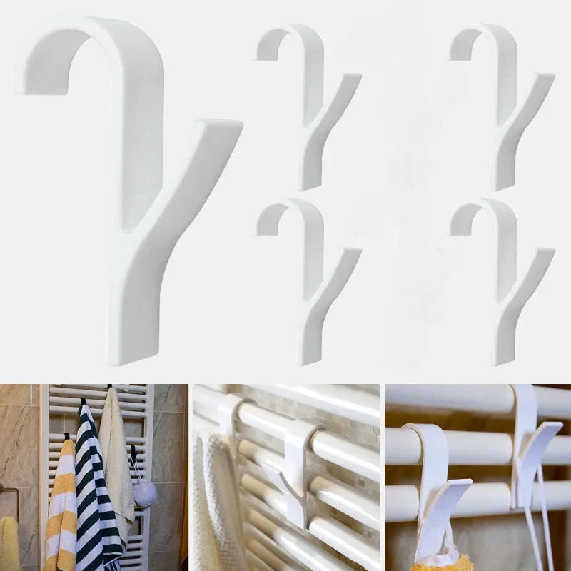 BowLift | HeatHook Radiator Hooks Set | 4-Pack | Space-Saving & Transparent | For Bath & Kitchen