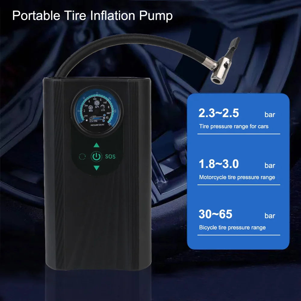BowLift | Tire Pump AutoAirX Pro | Portable Compressor 12V | Metal Cylinder | For Car, Motorcycle, Bicycle & Ball