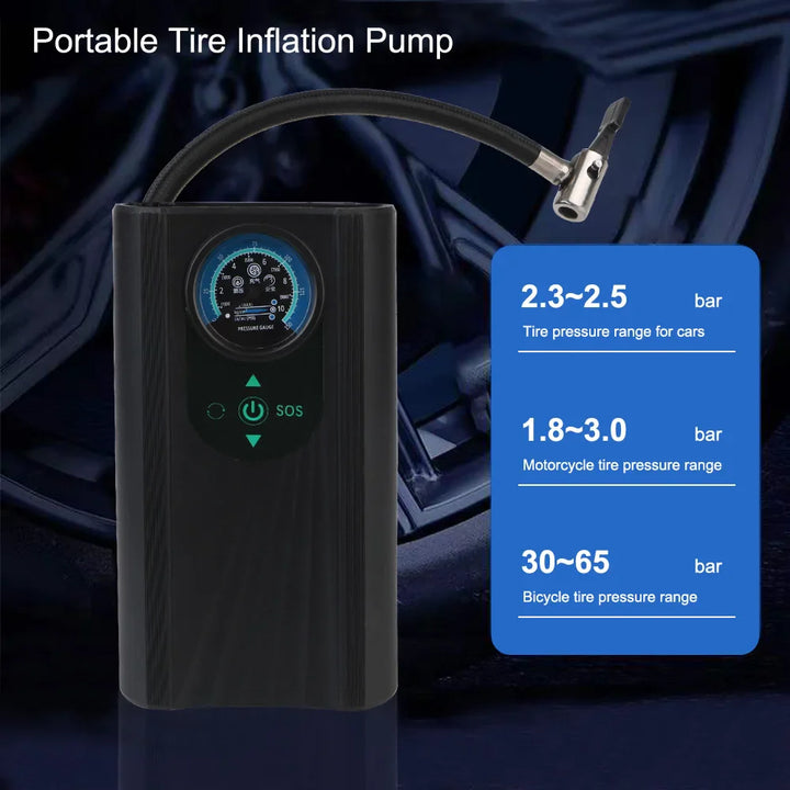 BowLift | Tire Pump AutoAirX Pro | Portable Compressor 12V | Metal Cylinder | For Car, Motorcycle, Bicycle & Ball
