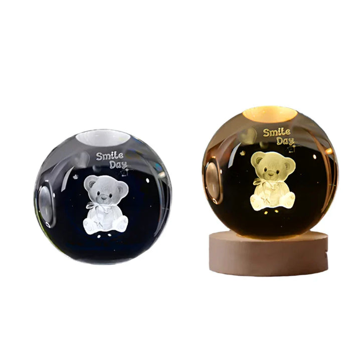 3D Crystal Night Light LED - Starry Sky Projector with Wooden Base, Romantic Lighting for Bedroom & Gifts | Bowlift
