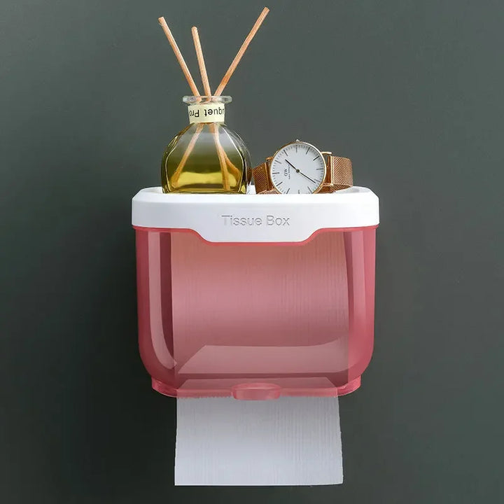 BowLift | Wall-Mounted Toilet Paper Holder | With Shelf & Waterproof Box | Modern & Space-Saving