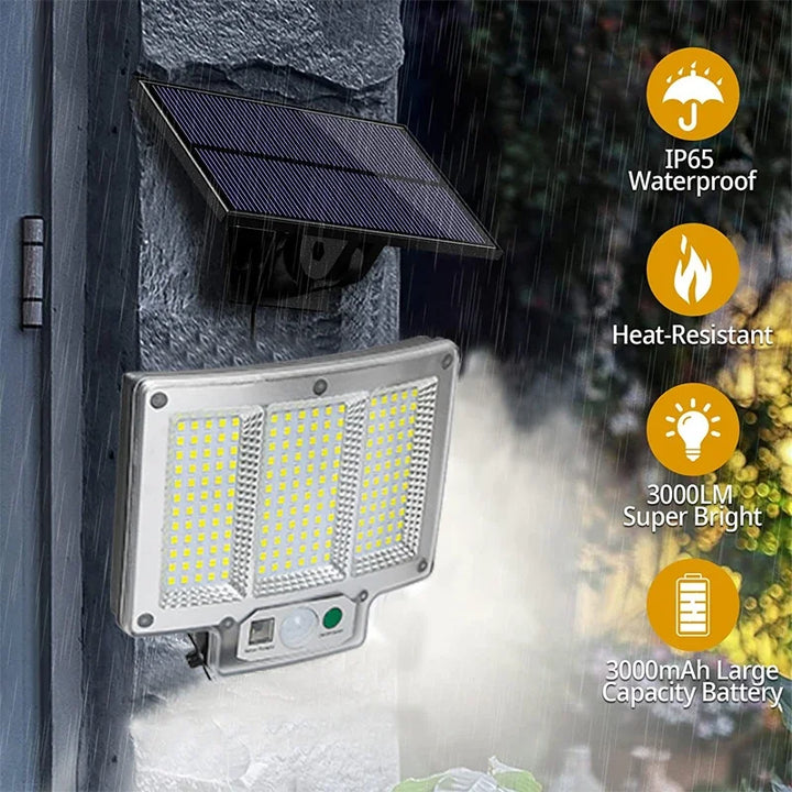 BowLift | Solvalux Solar Wall Light with Motion Sensor | 192 LEDs | Removable Solar Panel with 5 m Cable | 4 Modes & Remote Control | IP65 Waterproof