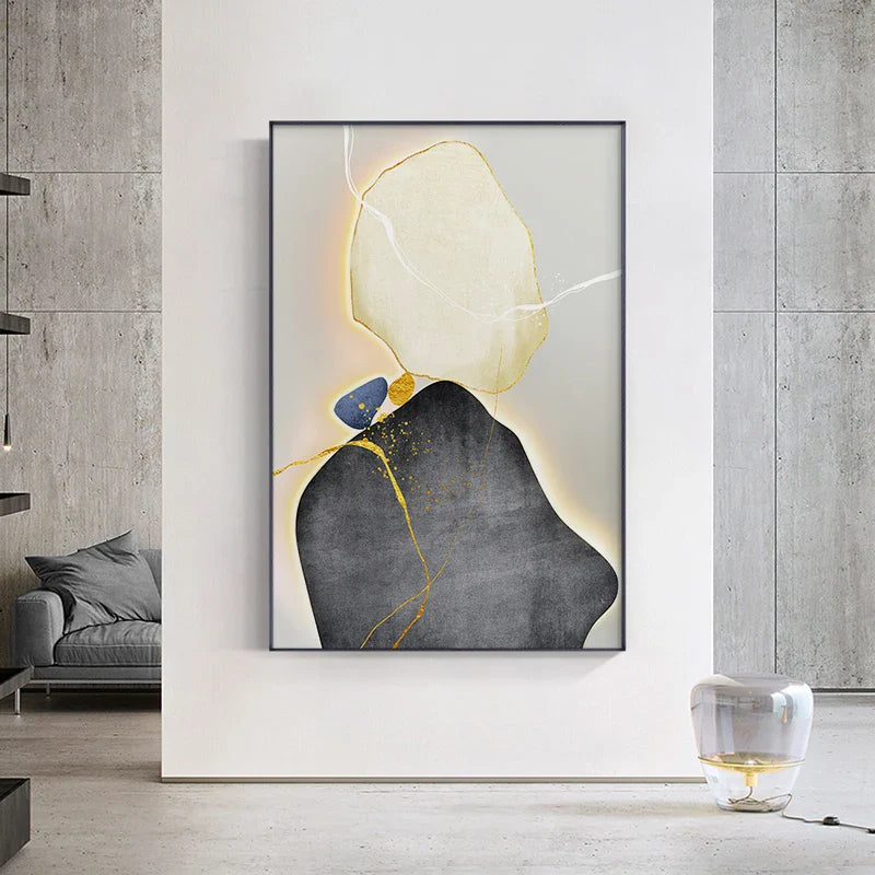 Modern Abstract Nordic Zen Pebbles Wall Art Fine Art Canvas Prints Neutral Tones Geomorphic Design Pictures For Contemporary Interiors | Bowlift