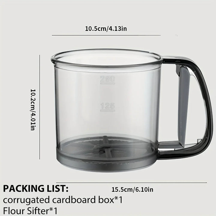 BowLift | Bakina Flour Sieve semi-automatic | Double sieve with squeeze handle | Fine mesh for baking & powdered sugar | Set of 2