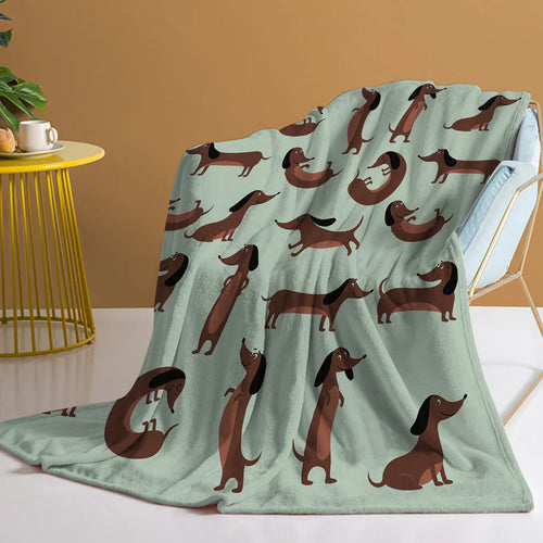 BowLift | Fleece Blanket DoxiDream | Soft Flannel | Dachshund Print | Sofa & Bed
