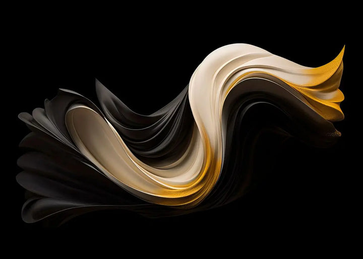 Modern Flowing Geometry Black Golden Abstract Wall Art Fine Art Canvas Prints Pictures For Living Room Dining Room Home Office Decor | Bowlift