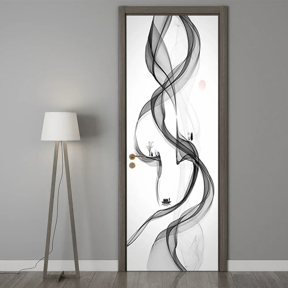 Modern Abstract Pearl Geometric Door Sticker Mural Removable PVC Vinyl Peel N Stick Wall Art Mural Decal For Interior Doors Creative DIY Home Decor | Bowlift