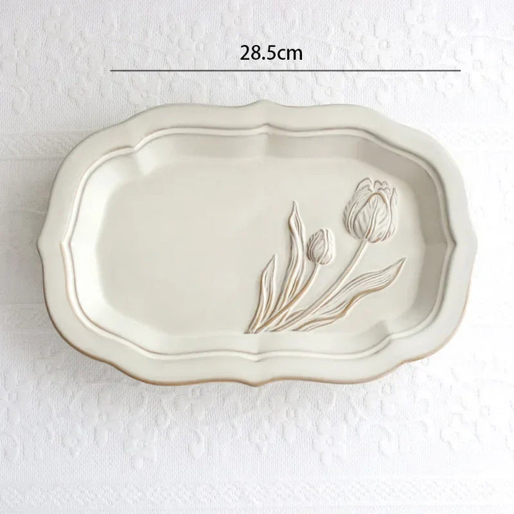 French embossed flower plates