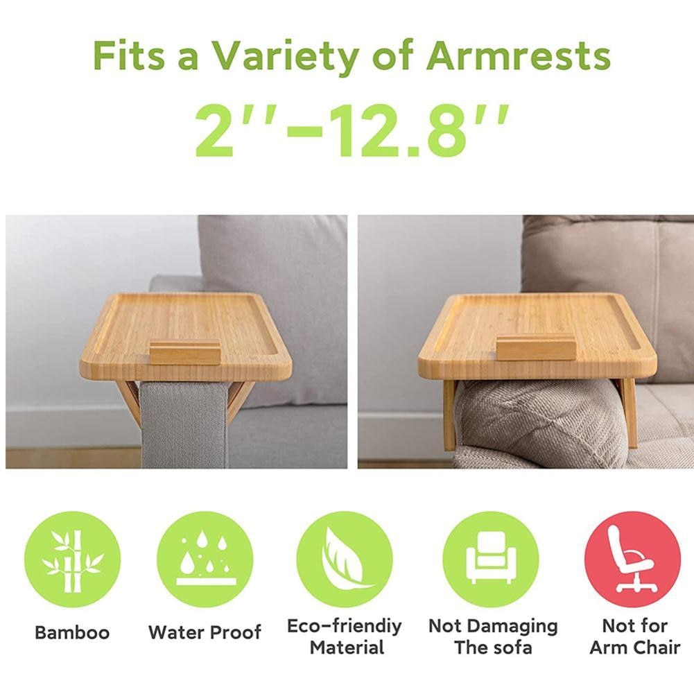 BowLift | Comfy Sofa Armrest Wooden Tray