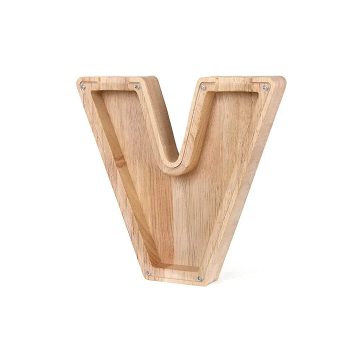 BowLift | Wooden Alphabet Piggy Bank with Transparent Viewing Window for Stylish Saving