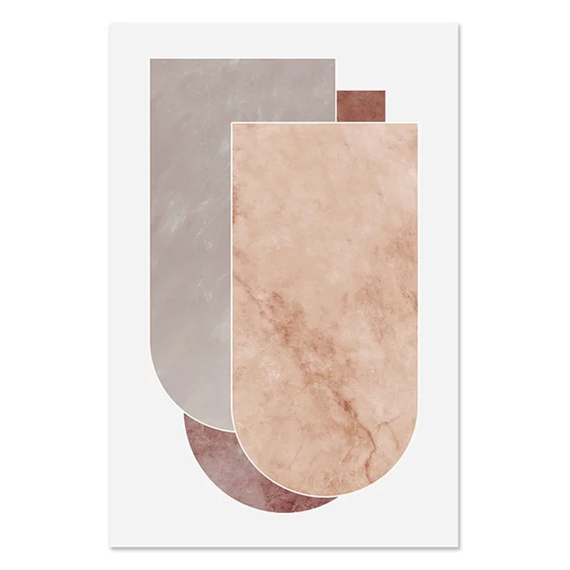Scandinavian Abstract Grey Pink Granite Wall Art Fine Art Canvas Prints Pictures For Modern Apartment Living Room Bedroom Art Decor | Bowlift
