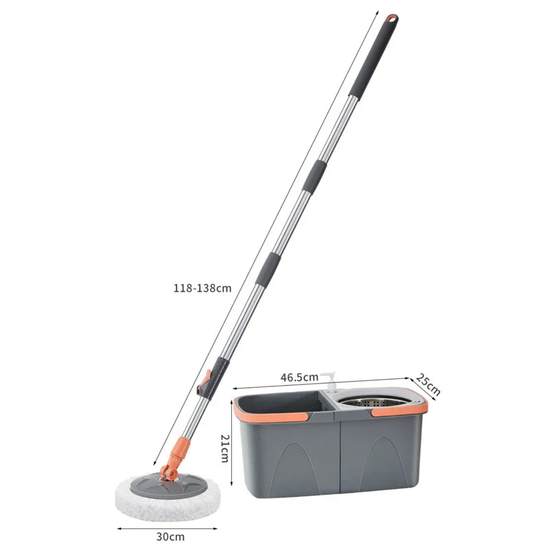 BowLift | Dual chamber mop with double chamber bucket | 138 cm stainless steel handle | 360° swivel head | For tiles, wood & laminate