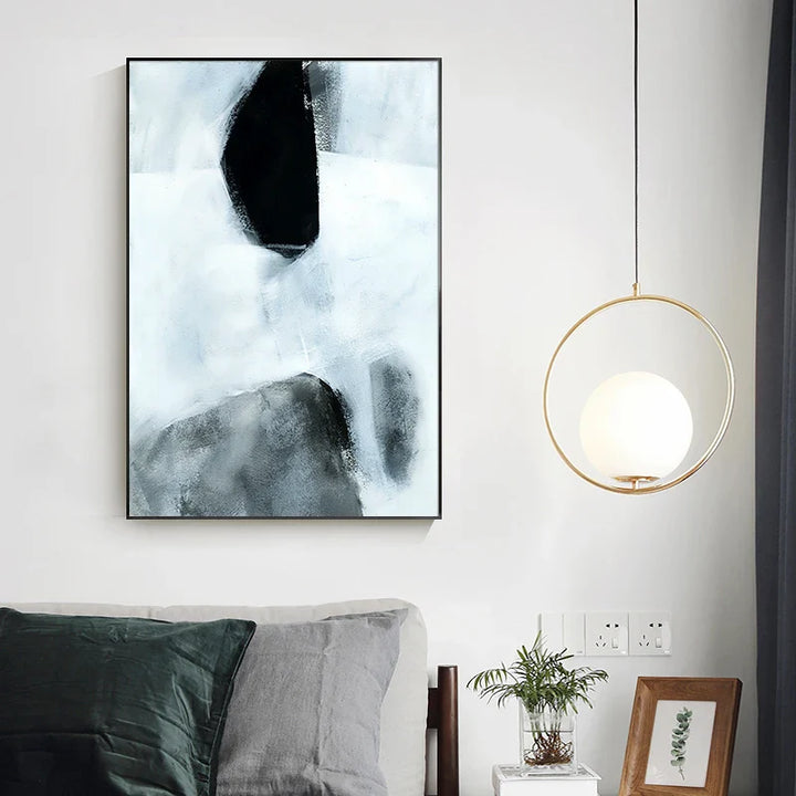 Dark Stones Abstract Wall Art Fine Art Canvas Prints Nordic Pictures For Modern Apartment Living Room Home Office Decor | Bowlift