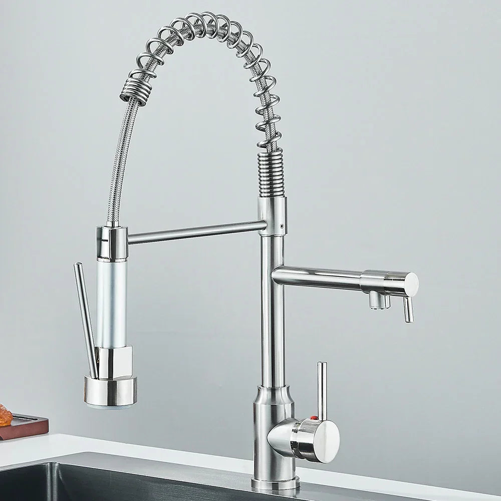 Faucet with Double Spout – High-Quality Faucet for Flexible Washing, Swivable, Ideal for Modern Kitchens, Easy to Clean and Simple Installation | Bowlift