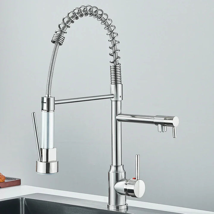 Faucet with Double Spout – High-Quality Faucet for Flexible Washing, Swivable, Ideal for Modern Kitchens, Easy to Clean and Simple Installation | Bowlift