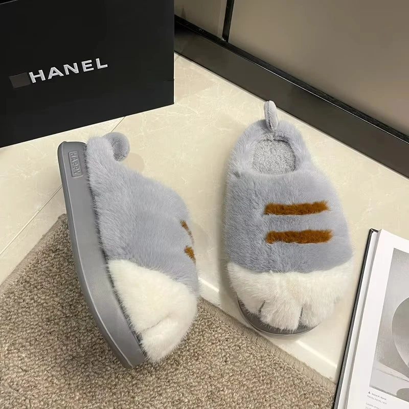BowLift | Miuvela | Cat Paw Slippers Women | Fluffy & Warm | Non-slip & Comfortable | Funny Cat Slippers for Home & Garden