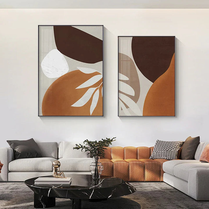 Modern Abstract Earthy Tones Geometric Wall Art Fine Art Canvas Prints Pictures For Living Room Dining Room Contemporary Home Decor | Bowlift