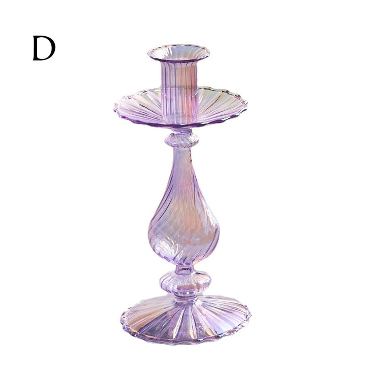 Ribbed Glass Candle Holders - Lilac | Bowlift