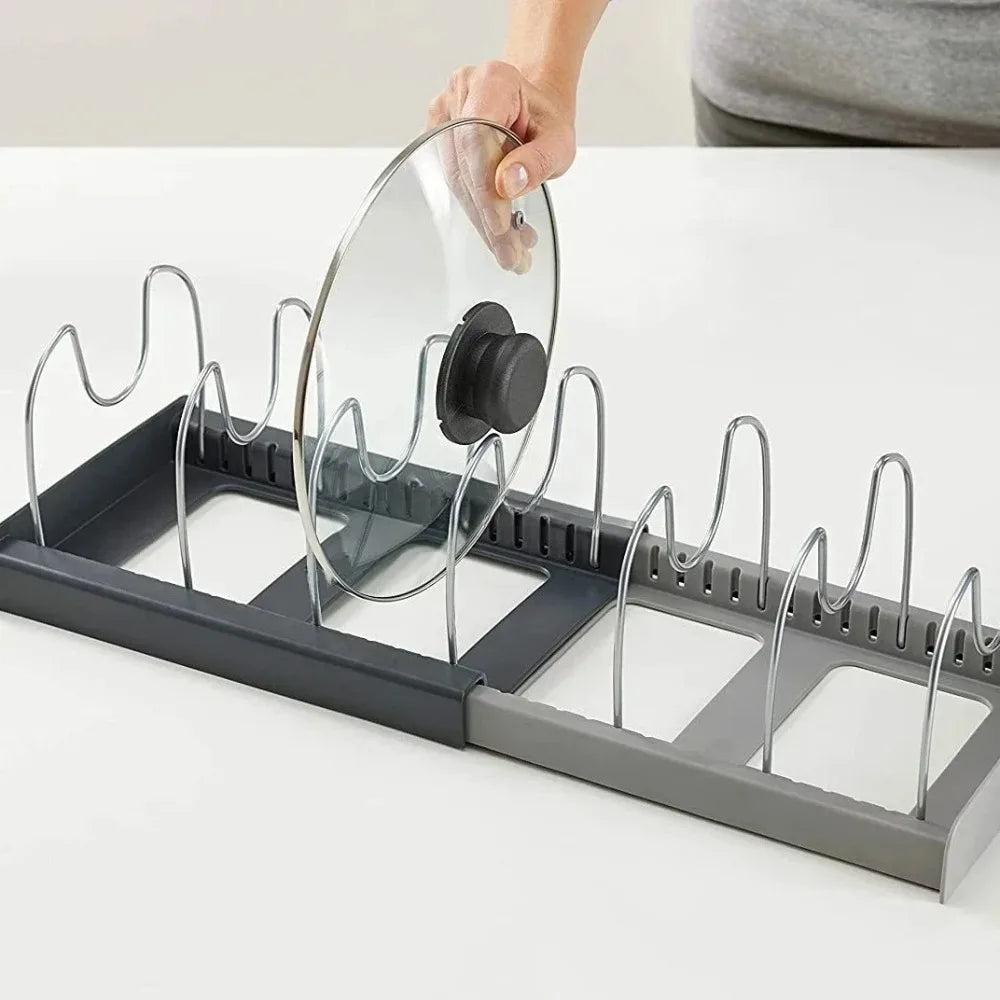 Retractable pot lid holder & pan organizer | Bowlift