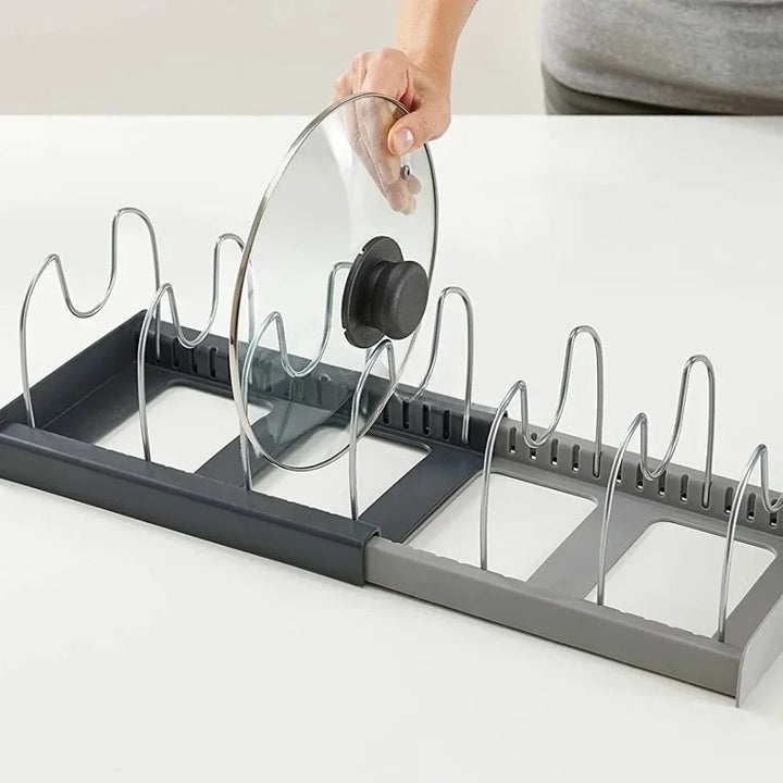 Retractable pot lid holder & pan organizer | Bowlift