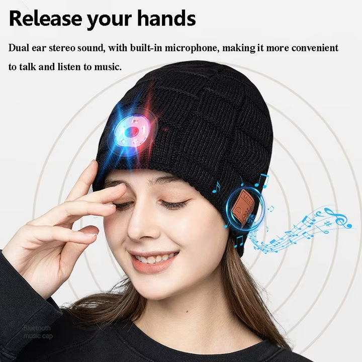 BowLift | Wireless Bluetooth Music Beanie with Built‑In Headphones and LED Light