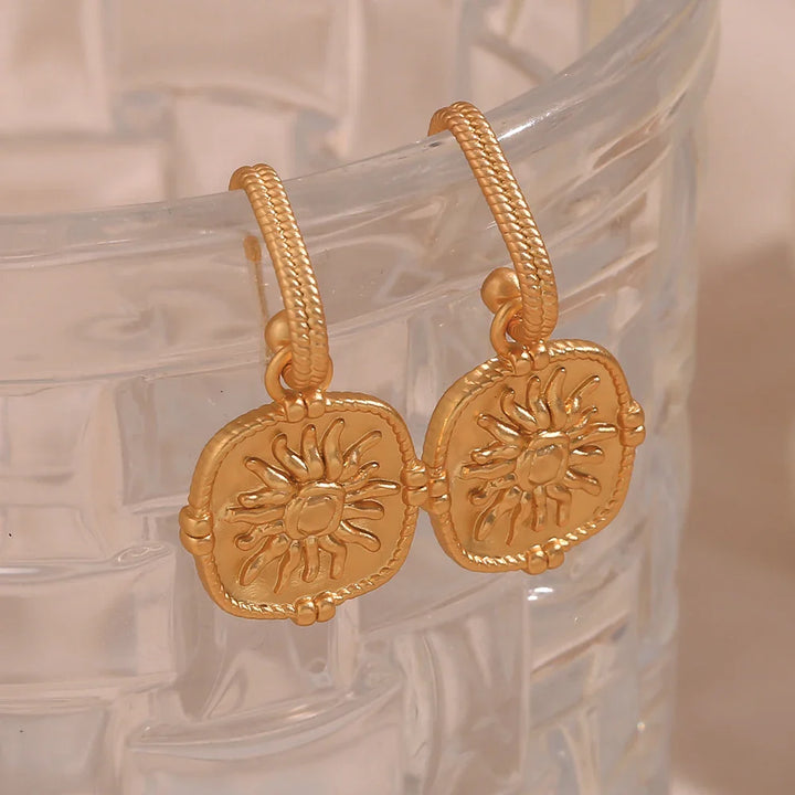 BowLift | Dainty Sun Charm Textured Earring