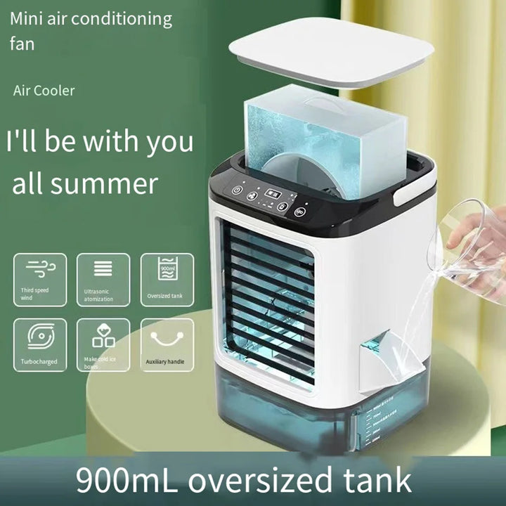 USB Portable Mini Air Conditioner Fan – 3-Speed Desktop Cooling Fan with LED Night Light, Air Cooler for Home, Office, and Camping | Bowlift