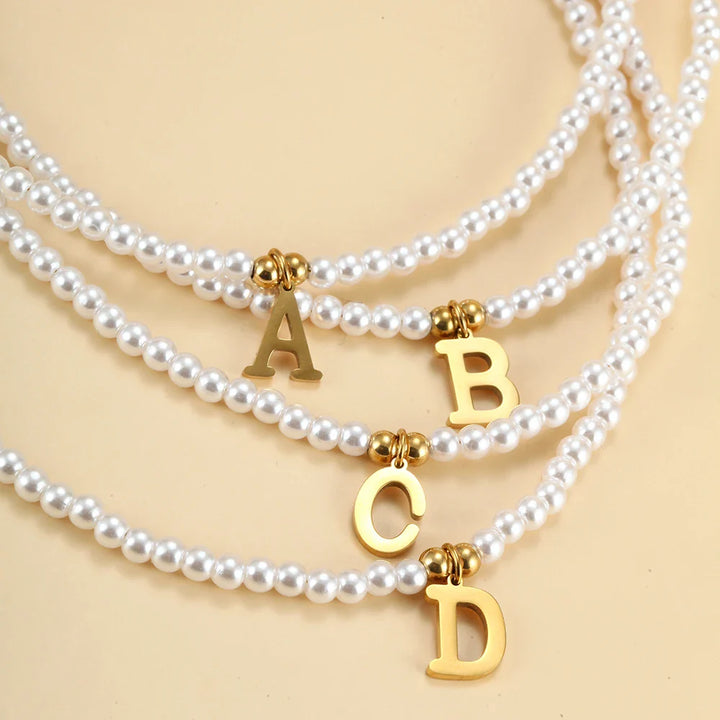 BowLift | Elegant Gold Accented Pearl Letter Initial Necklace