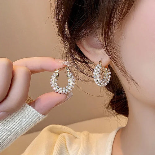 BowLift | Bold Pearl Accented Hoop Earrings