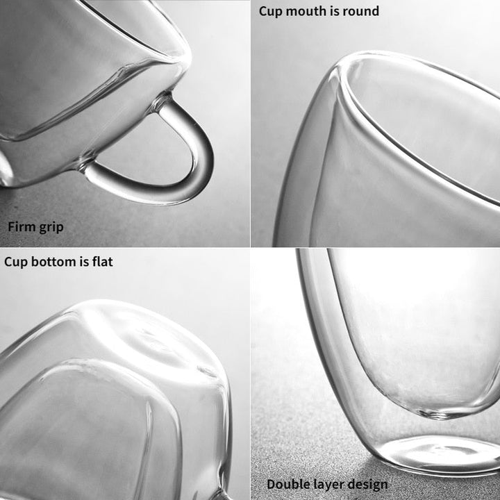 BowLift | Heart Love Shape Glass Mug Double-Walled Coffee Cups Insulated Tea Milk Lemon Juice Water Cup Heat-Resistant Drinkware Lover Gift