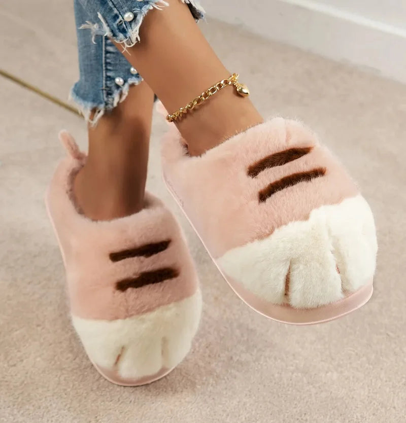 BowLift | Miuvela | Cat Paw Slippers Women | Fluffy & Warm | Non-slip & Comfortable | Funny Cat Slippers for Home & Garden