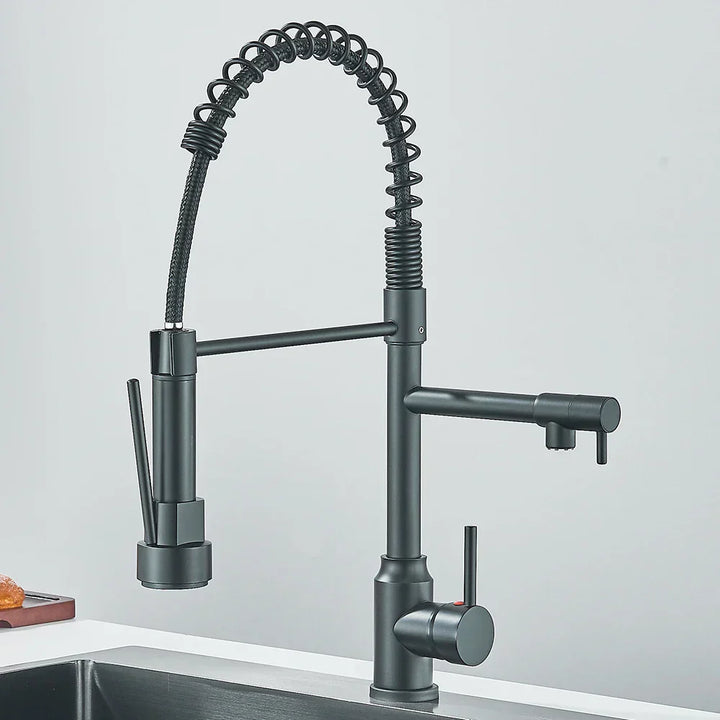 HydroFlex – Modern Kitchen Faucet with Double Spout Bowlift