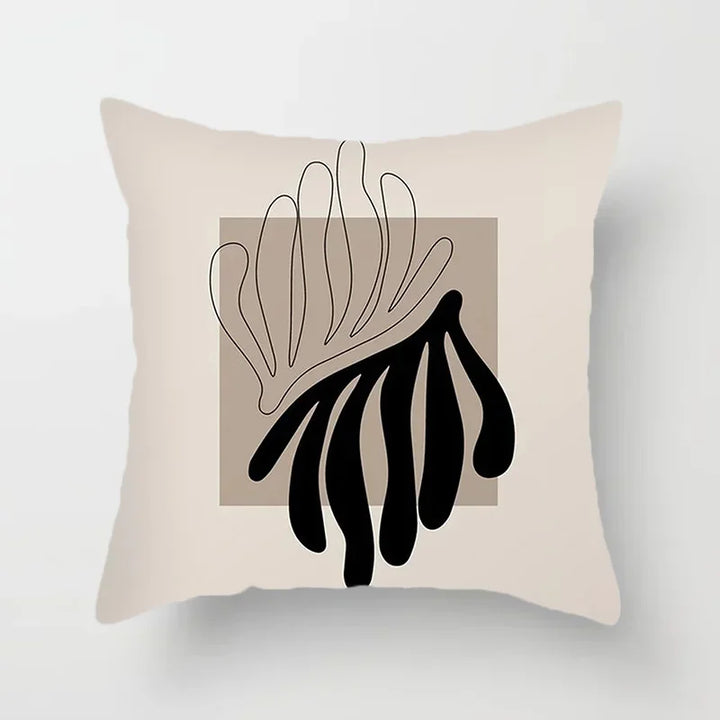 BowLift | Aurum Cushion Cover - Modern Black-White Cushion Cover with Abstract Art Print