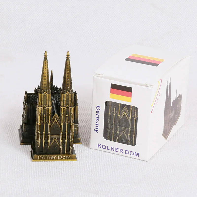 BowLift | Cologne Cathedral Model Metal Antique Bronze Germany Cologne Cathedral Building Figurine World Famous Landmark Architecture Decoration