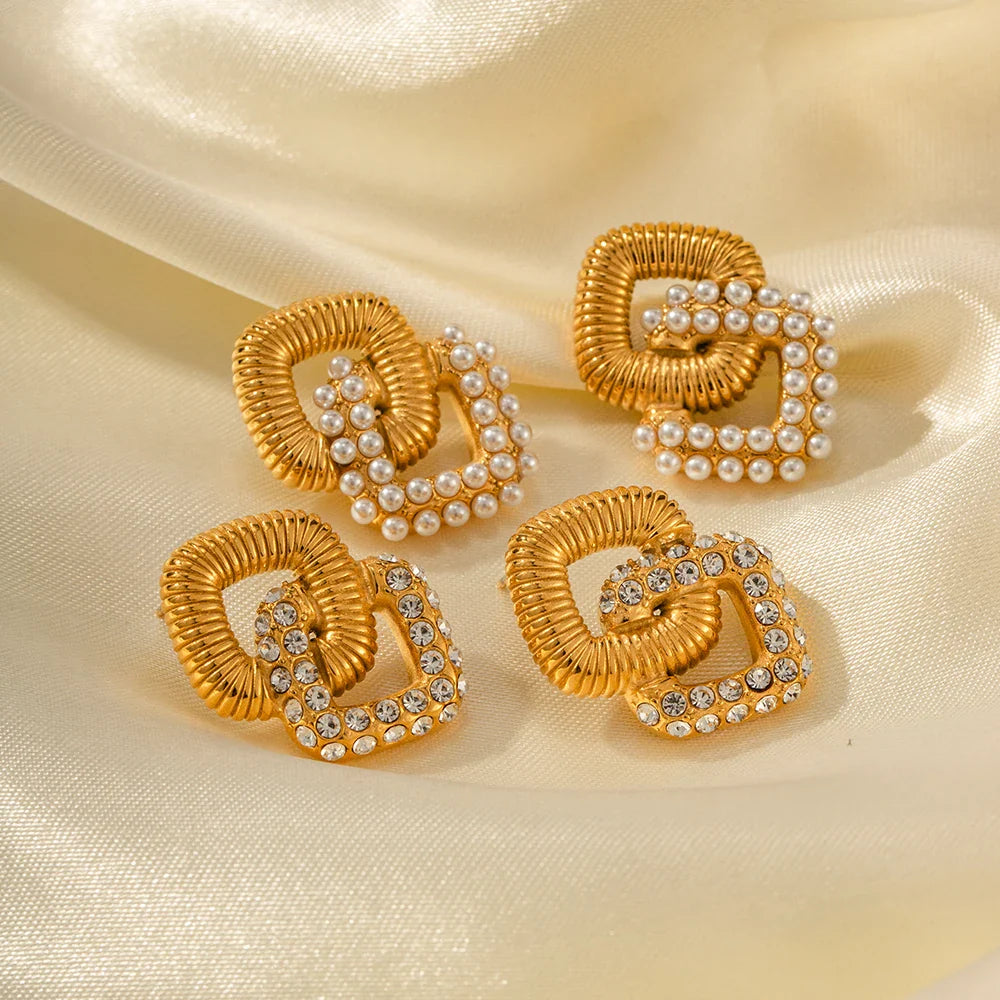 BowLift | 18k Textured Dual Squircle Earrings
