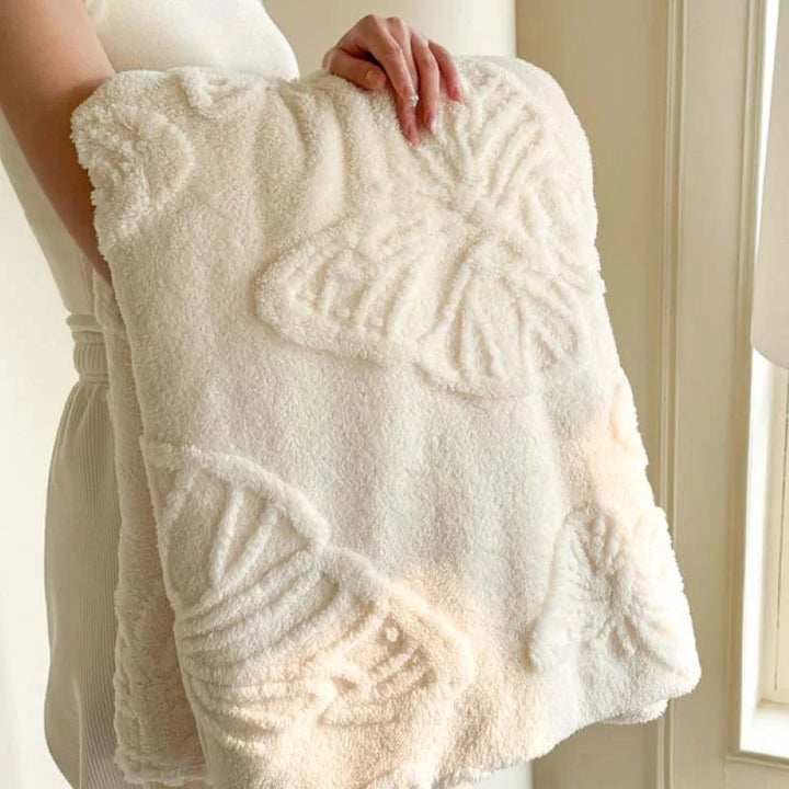 BowLift | Fleurière Flannel Blanket | 3D Butterfly Design | Soft & Warming | For Bed, Sofa & Camping