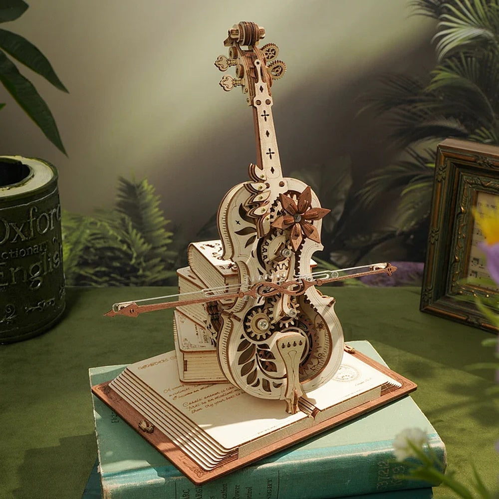3D Magical Mechanical Wooden Cello Puzzle | Bowlift