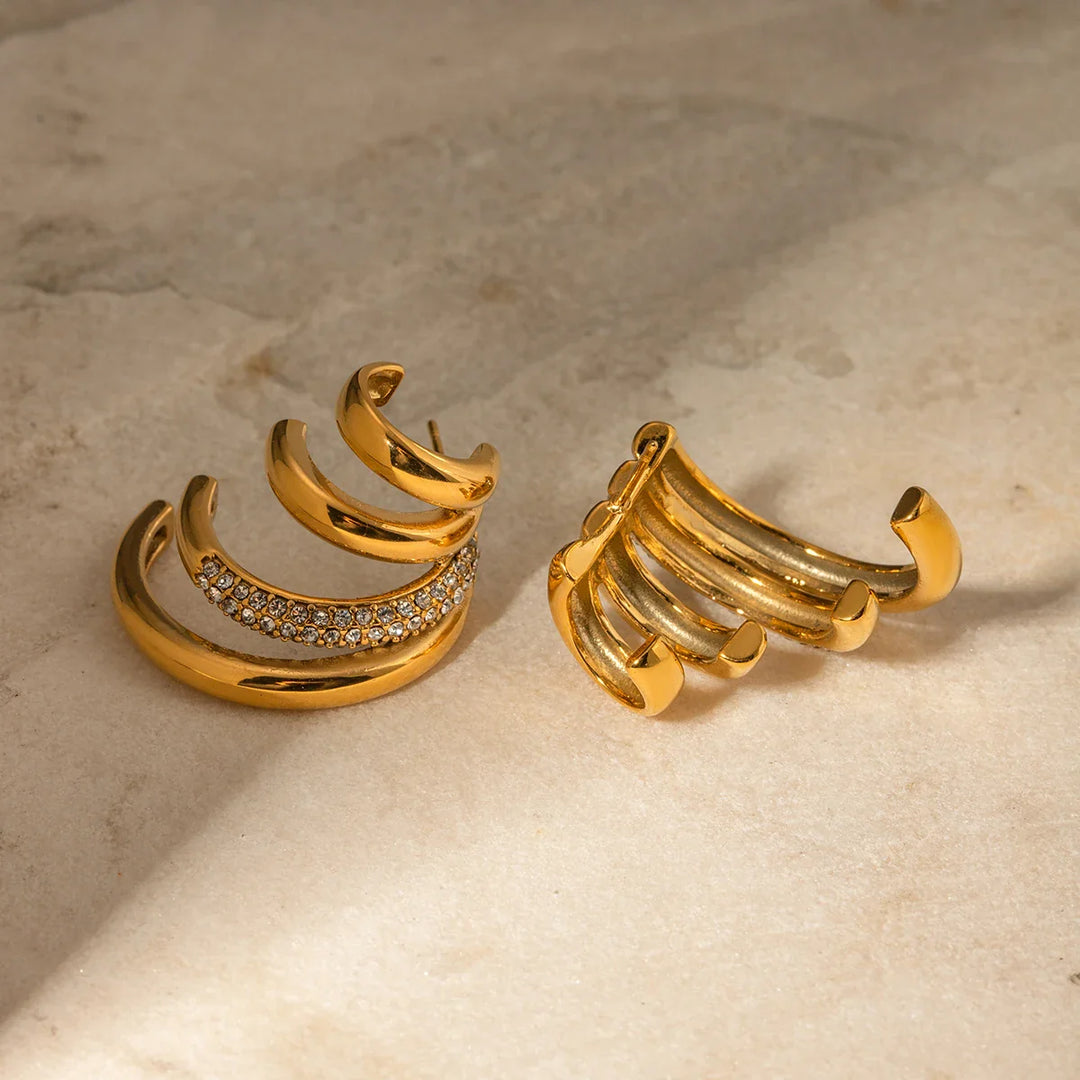 BowLift | 18k Quad Half Hoops Stud Earrings