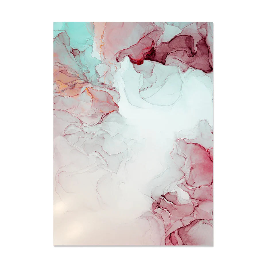 Abstract Minimalist Pink Ink Marble Print Wall Art Fine Art Canvas Prints Pictures For Living Room Bedroom Hotel Room Art Decor | Bowlift