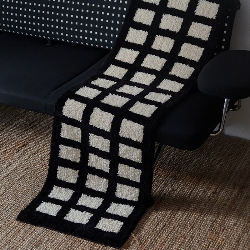 Black & White Grid Rug | Bowlift